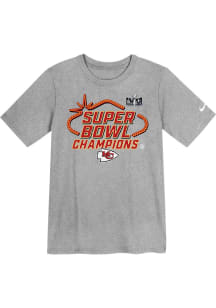 Nike Kansas City Chiefs Boys Grey Super Bowl LVIII Champs Locker Room Trophy Short Sleeve T-Shir..