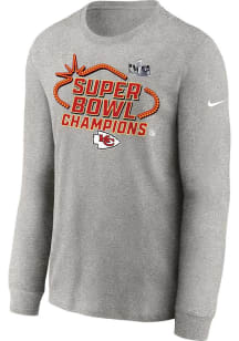 Nike Kansas City Chiefs Youth Grey Super Bowl LVIII Champs Locker Room Trophy Long Sleeve T-Shir..
