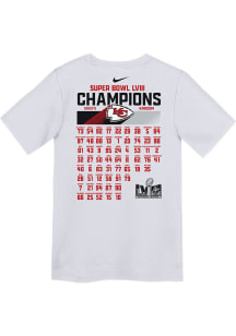 Nike Kansas City Chiefs Boys White Super Bowl LVIII Champs Roster Short Sleeve T-Shirt