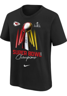 Nike Kansas City Chiefs Youth Black Super Bowl LVIII Champs Trophy Short Sleeve T-Shirt