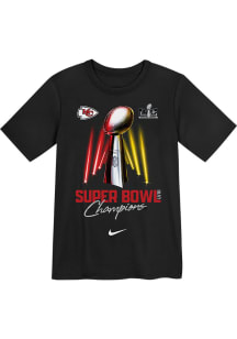 Nike Kansas City Chiefs Boys Black Super Bowl LVIII Champs Trophy Short Sleeve T-Shirt