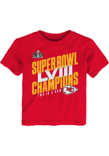 Kansas City Chiefs Toddler Red Super Bowl LVIII Champs Iconic Victory Short Sleeve T-Shirt