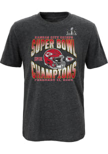 Kansas City Chiefs Youth Grey Super Bowl LVIII Champs Own The Moment Short Sleeve T-Shirt