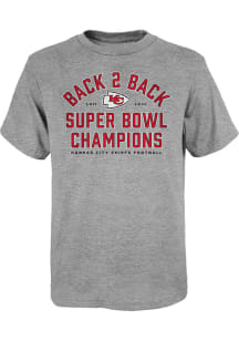 Kansas City Chiefs Youth Grey Super Bowl LVIII Champs Back To Back Short Sleeve T-Shirt