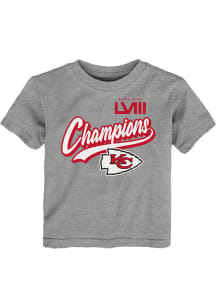 Kansas City Chiefs Toddler Grey Super Bowl LVIII Champs Sweep Short Sleeve T-Shirt