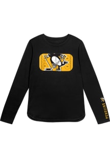 Pittsburgh Penguins Boys Black Cross Ice Long Sleeve T-Shirt