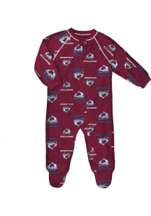 Colorado Avalanche Baby Maroon Raglan Design Loungewear One Piece Pajamas