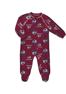 Colorado Avalanche Baby Maroon Raglan Loungewear One Piece Pajamas