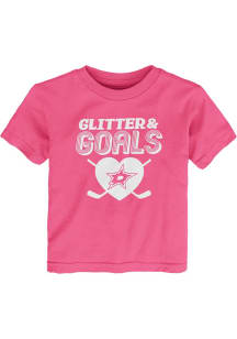 Dallas Stars Toddler Girls Pink Glitter and Goals Short Sleeve T-Shirt