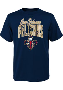 New Orleans Pelicans Boys Navy Blue Tri Ball Short Sleeve T-Shirt