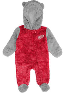 Detroit Red Wings Baby Red Game Nap Teddy Fleece Loungewear One Piece Pajamas