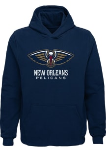 New Orleans Pelicans Youth Navy Blue Primary Logo Long Sleeve Hoodie