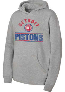 Detroit Pistons Youth Grey Double Bar Long Sleeve Hoodie