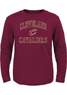 Cleveland Cavaliers Youth Maroon #1 Design Long Sleeve T-Shirt