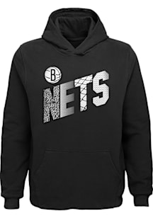 Brooklyn Nets Boys Black Playground Long Sleeve Hooded Sweatshirt