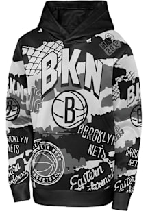 Brooklyn Nets Boys Black Over The Limit Long Sleeve Hooded Sweatshirt