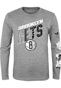 Brooklyn Nets Youth Grey Parks Wreck Long Sleeve T-Shirt