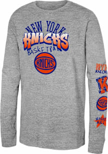 New York Knicks Youth Grey Street Star Long Sleeve T-Shirt