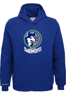 Mitchell and Ness Minnesota Timberwolves Youth Blue Retro Logo Long Sleeve Hoodie