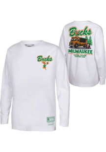 Mitchell and Ness Milwaukee Bucks Youth White Truck Long Sleeve T-Shirt