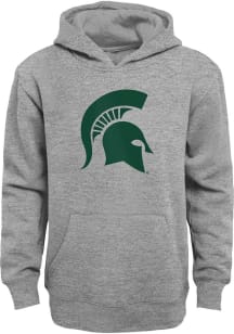 Youth Grey Michigan State Spartans Prime Logo Long Sleeve Hooded Sweatshirt