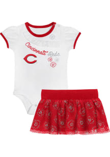 Cincinnati Reds Infant Girls White Sweet Tee Set Top and Bottom