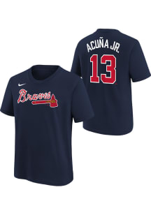 Ronald Acuna Jr Atlanta Braves Youth Navy Blue Nike Home Name and Number Player Tee