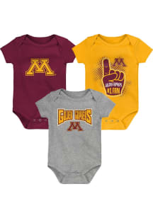 Baby Maroon Minnesota Golden Gophers 3pk One Piece Set