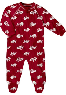 Baby Cardinal Indiana Hoosiers All Over Raglan Loungewear One Piece Pajamas