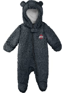 Baby Black Ohio State Buckeyes Nap Teddy Loungewear One Piece Pajamas