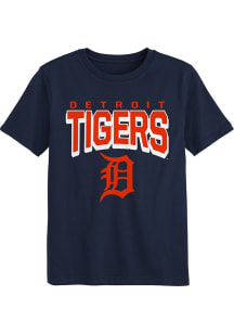 Detroit Tigers Boys Navy Blue On The Block Short Sleeve T-Shirt
