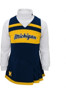 Girls Blue Michigan Wolverines Jumper Cheer Dress Set