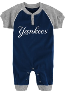 New York Yankees Baby Navy Blue Game Time Coverall Short Sleeve One Piece