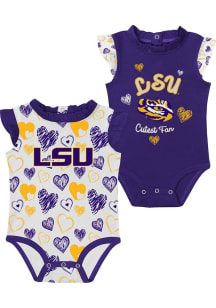 LSU Tigers Baby Purple Happy Hearts Set One Piece