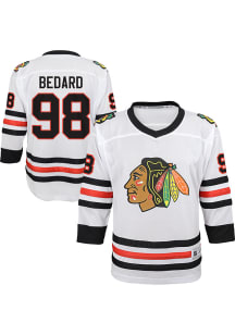 Connor Bedard  Chicago Blackhawks Youth White Replica Away Hockey Jersey