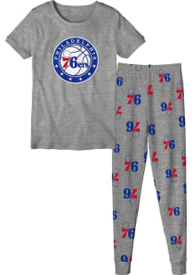 Philadelphia 76ers Boys Grey All Over Logo Sleep Pants