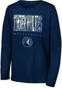 Minnesota Timberwolves Youth Navy Blue Court Canvas Long Sleeve T-Shirt