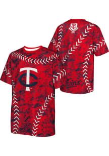 Minnesota Twins Youth Red Slide Score Short Sleeve T-Shirt
