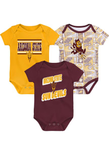 Arizona State Sun Devils Baby Maroon Sunday Commics 3PK SS One Piece