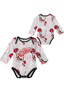 Detroit Red Wings Baby White Chase The Dream Long Sleeve One Piece