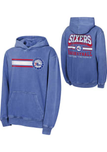 Philadelphia 76ers Youth Blue Cross Fade Long Sleeve Hoodie