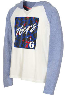 Philadelphia 76ers Girls White Tee Up Lightweight Long Sleeve Hooded Sweatshirt