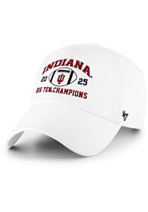 47 Indiana Hoosiers 2025 Big Ten Football Champs Event Clean Up Adjustable Hat - White