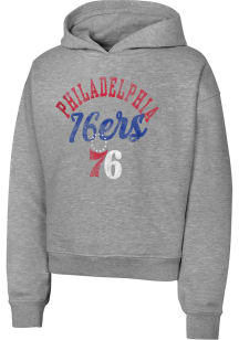 Philadelphia 76ers Girls Grey Huddle Up Long Sleeve Hooded Sweatshirt