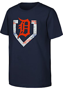 Detroit Tigers Youth Navy Blue Tech Camo Base Short Sleeve T-Shirt