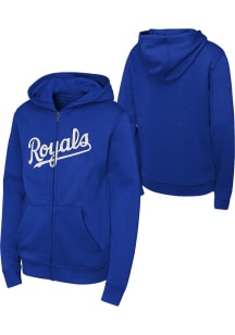 Kansas City Royals Youth Blue Wordmark Design Long Sleeve Full Zip Jacket