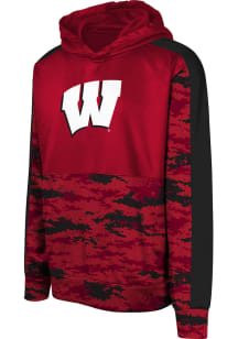 Youth Red Wisconsin Badgers Pro Drill Long Sleeve Hood