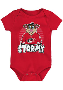 Outer Stuff Stormy Carolina Hurricanes Baby Red Mascot Pride Short Sleeve One Piece