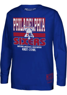 Mitchell and Ness Philadelphia 76ers Youth Blue Retro Big Game Long Sleeve T-Shirt