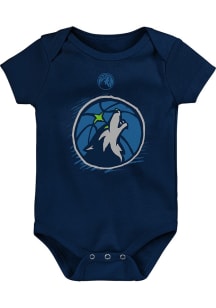 Minnesota Timberwolves Baby Navy Blue Doodle Logo Short Sleeve One Piece
